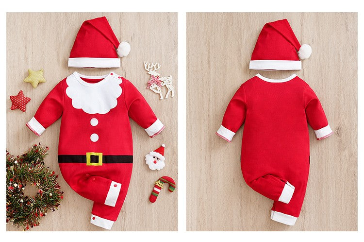Christmas Santa Claus Newborn Baby Girl White Jumpsuit Costume Romper Boy Long Sleeve 100% Cotton Clothes Spring and Autumn Cute