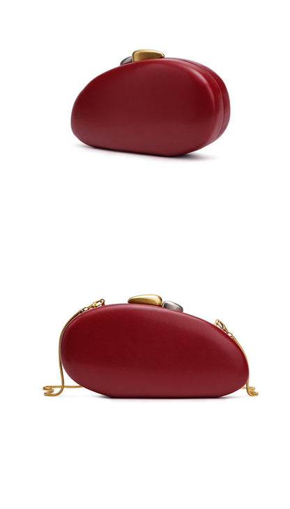 Designer Shell Shape Clutch Bag Women Evening Party Leather Handbag Metallic Closure Shoulder Crossbody Bags Small Dinner Purse