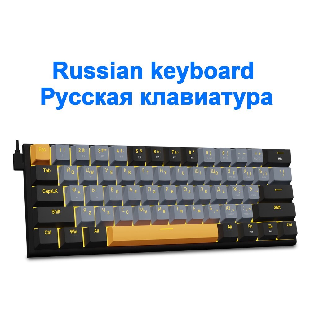 E-YOOSO Z11 Teclado Mecânico para Jogos USB com Fio Red Switch 61 Teclas Gamer Russo Português Brasileiro para Computador PC Laptop