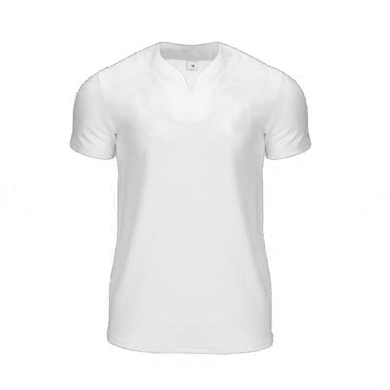 Elastic Slim Fit Summer Cool Quick Dry T-Shirts Mens Running Short Sleeve V-neck Shirts Gym Bodybuilding Fitness Muscle Clothing