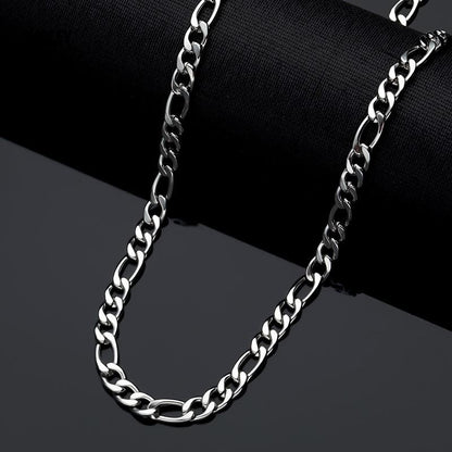 Colar Masculino de Aço Inoxidável Elo Corrente Figaro para Mulheres de Alta Qualidade Choker Impermeável Acessórios de Joias Cor Prata Presente