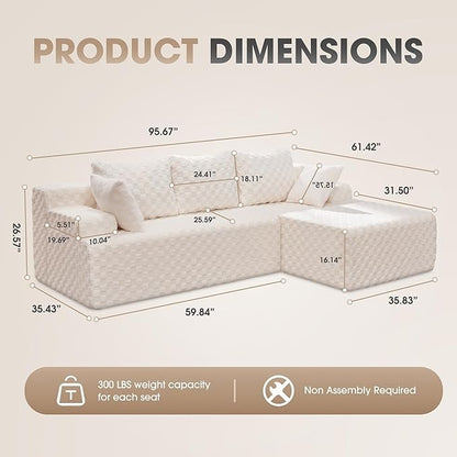 Modular L-Shaped 3-Seat Sectional | Memory Foam with Deep Seating & Storage Modules | Living Room Sofa