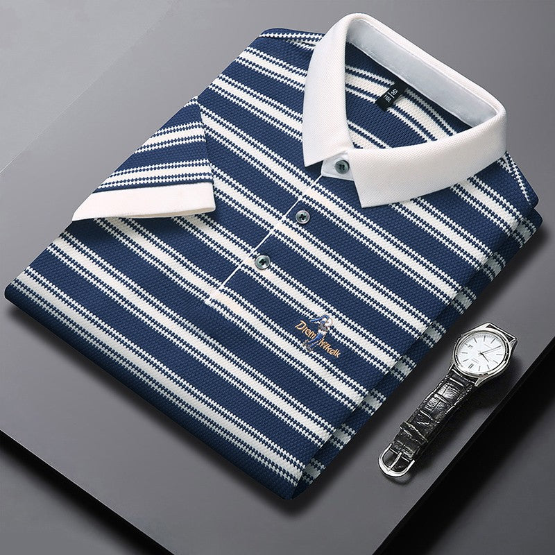 Original Quality Men's Polo Shirt Stripe Cartoon Embroid Short Sleeve Summer Exquisite Lapel T-Shirt Business Trend Menswear Top