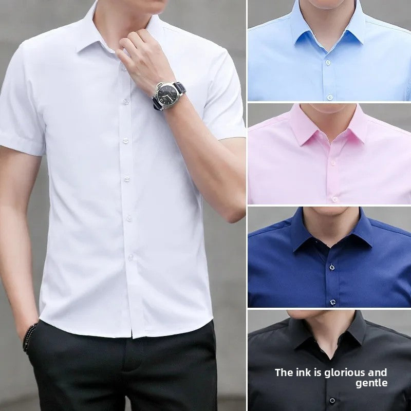 Summer Short Sleeve Men's Dress Shirt Anti-Wrinkle Easy Care Workwear Formal Business Suit Shirt for Sales Professional