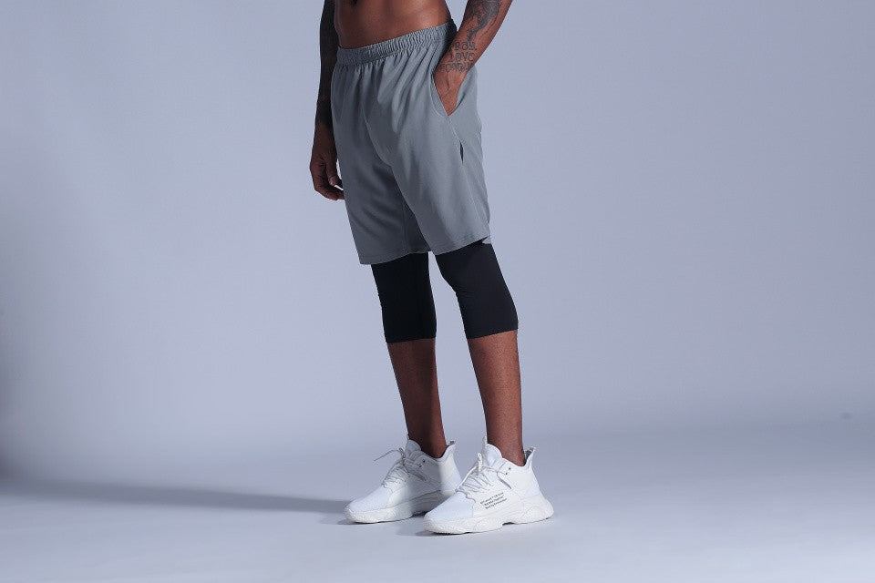 2 in 1 Compression Pants Mens basketball shorts Leggings sport Running Shorts High Elastic Dry Fit Training Tights Jogging Pants