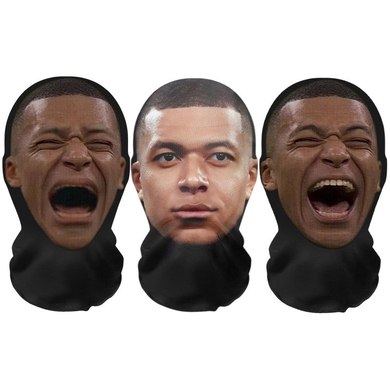 2/3Pcs 3D Seamless Mask Funny Face Printed Head Scarf Famous Person Ice Silk Sunscreen Head Mask Halloween Cosplay