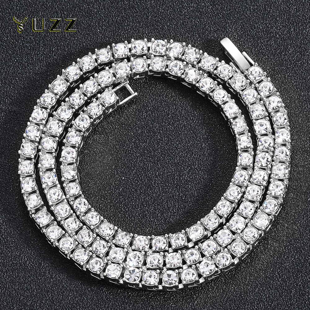 Corrente de Tênis Hip Hop 5MM, Pulseira e Colar Iced Out, Masculino, Moda Prata, Correntes de Tênis, Feminino, Gargantilha 20 polegadas, Presente Punk