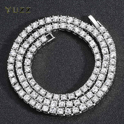 Corrente de Tênis Hip Hop 5MM, Pulseira e Colar Iced Out, Masculino, Moda Prata, Correntes de Tênis, Feminino, Gargantilha 20 polegadas, Presente Punk