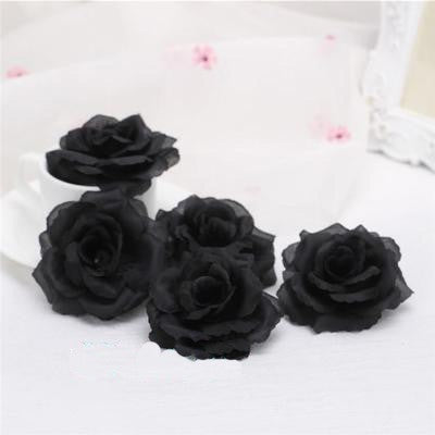10pcs 8cm Black Artificial Rose Silk Flower Heads Decorative Flowers for Wedding Home Birthday Party New Year Banquet Decoration