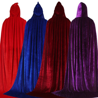 Hood Cloak Cosplay Medieval Long Cape Halloween Party Women Men Adult Long Mage Witchcraft Wicca Robe Conceal Gown Reenactment