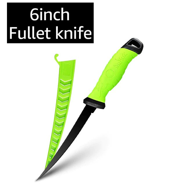Faca de Pesca para Filetar Desossar Peixe 5 6 7 8 9 Polegadas Faca de Sashimi de Cozinha Antiaderente para Raspar Peixes Faca para Filetar Bainha