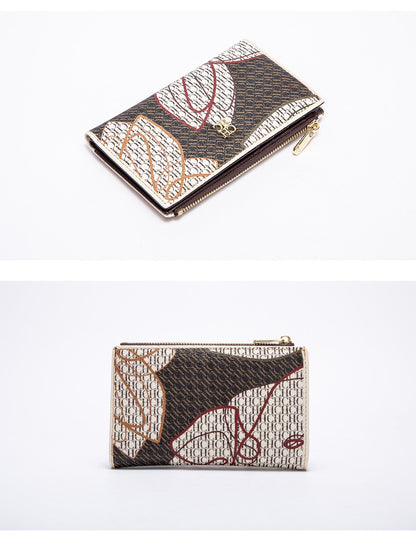 Printed Women's Long Wallet Luxury Brand Retro Classic PVC Material 2025 New Fashionable Simple Card Bag