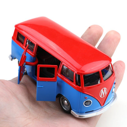 1:38 Alloy Diecast Volkswagen T1 Vintage Van Car Model Classic Pull Back Miniature Vehicle Replica For Collection Gift for Kids