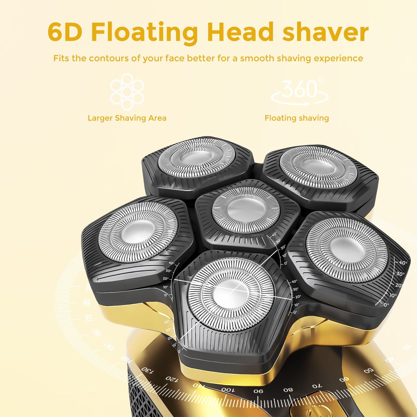 Sejoy Men 6D Floating Men Electric Shaver Wet Dry Beard Hair Trimmer Electric Razor Rechargeable Bald Head Shaving Machine