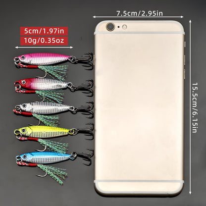 ANFS 5 pçs 10g Conjunto de Iscas Artificiais de Metal Jig - Iscas Artificiais de Baixo, Isca de Jigging para Pesca em Água Doce e Salgada