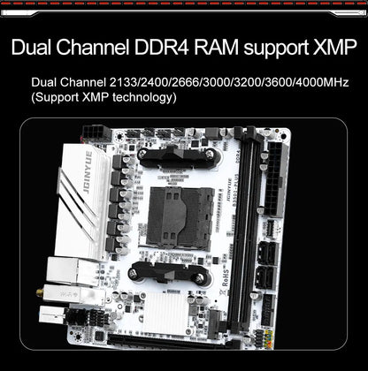 Placa-mãe JGINYUE AMD AM4 ITX suporta CPU Ryzen R3 R5 R7 R9 de 1/2/3/4/5 séries RAM DDR4 PC Desktop PCI-E 3.0 B350i PLUS ARGB