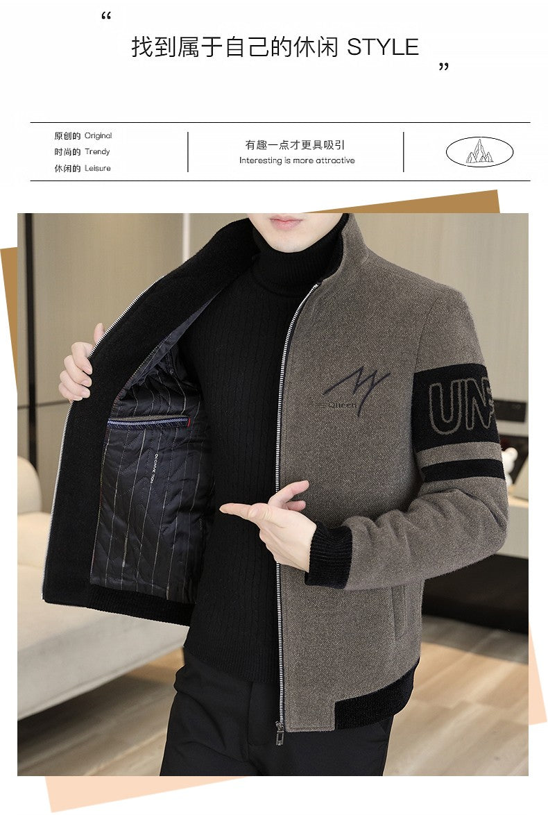 Men'S Thicken High collar Jacket Winter Warm Jackets For Men Fleece Long Sleeve Coat Man Casual Coats Men's woolen overcoat