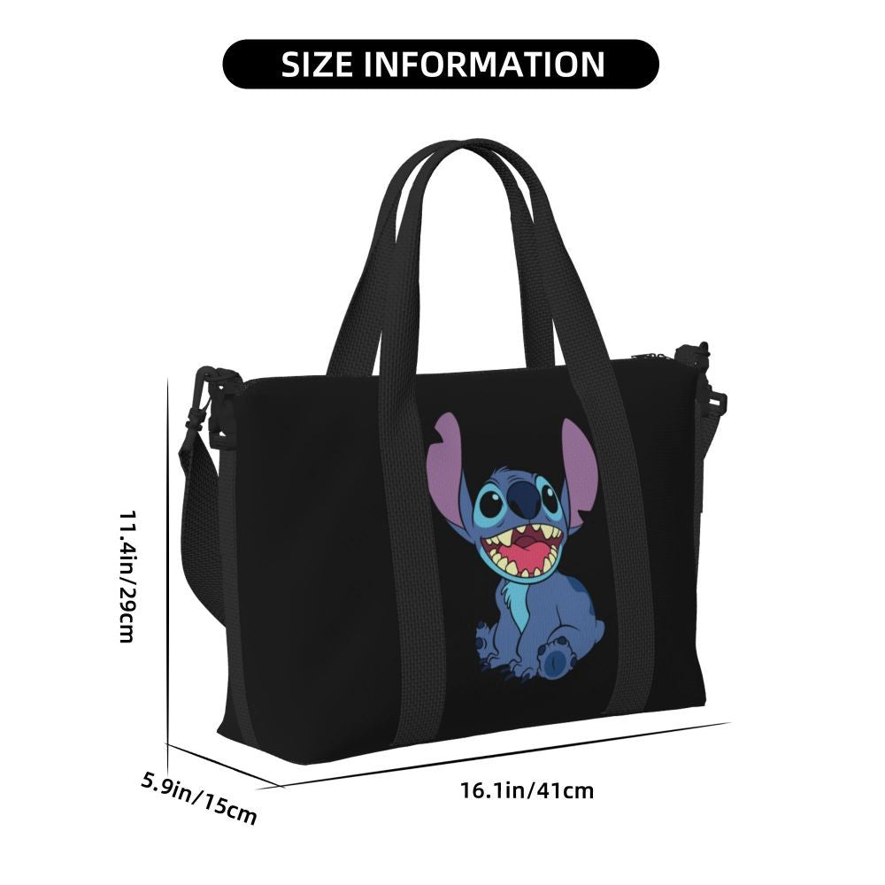 Custom Large SLilo And Stitch Cartoon Tote Bag Women Anime Shopping Shoulder Beach Gym Travel Bag