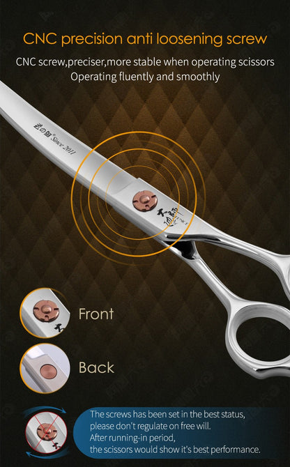 Fenice ZB Profissional 6.5/7.0 Polegadas JP440C Tesoura Curva Fluffy/Desbastadeira para Tosa de Cães para Tosadores/Uso Familiar
