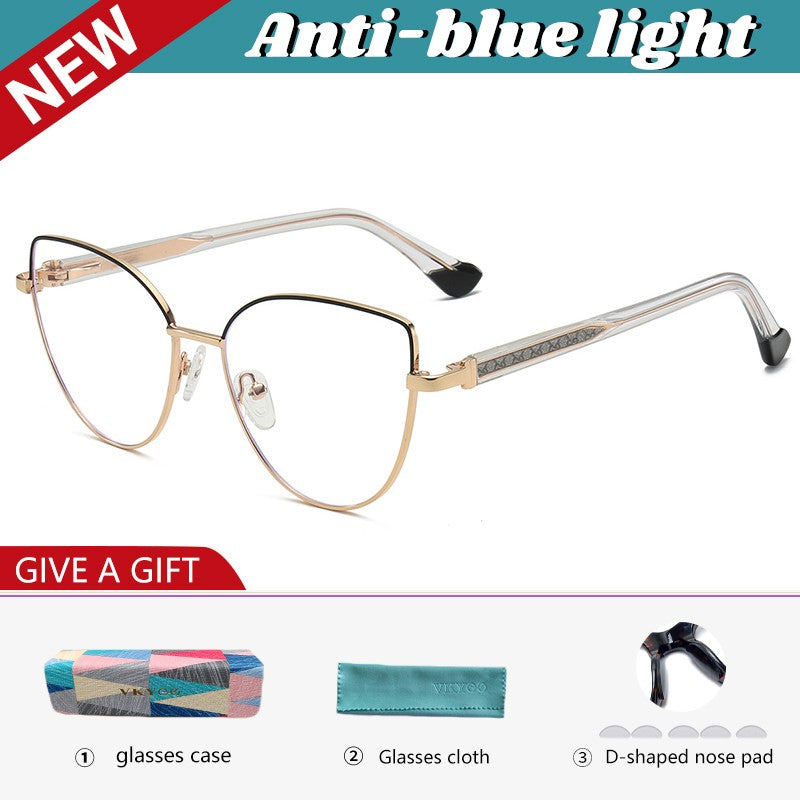 VICKY New Personalized Simple Cat's Eye Fashion Design Women's Anti-Blue Light Reading Glasses Customizable Prescription 78001