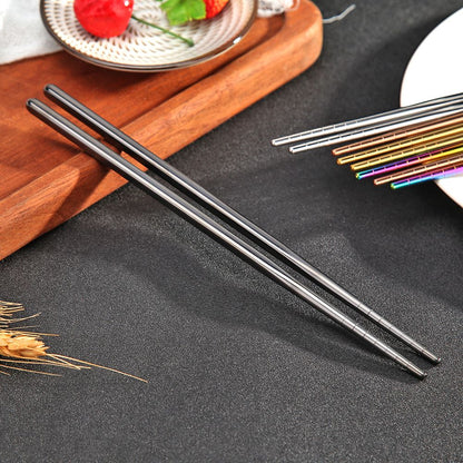 Pauzinhos Coloridos de Aço Inoxidável Portáteis Antiderrapantes Ecológicos Bastões de Comida Utensílios de Mesa de Cozinha
