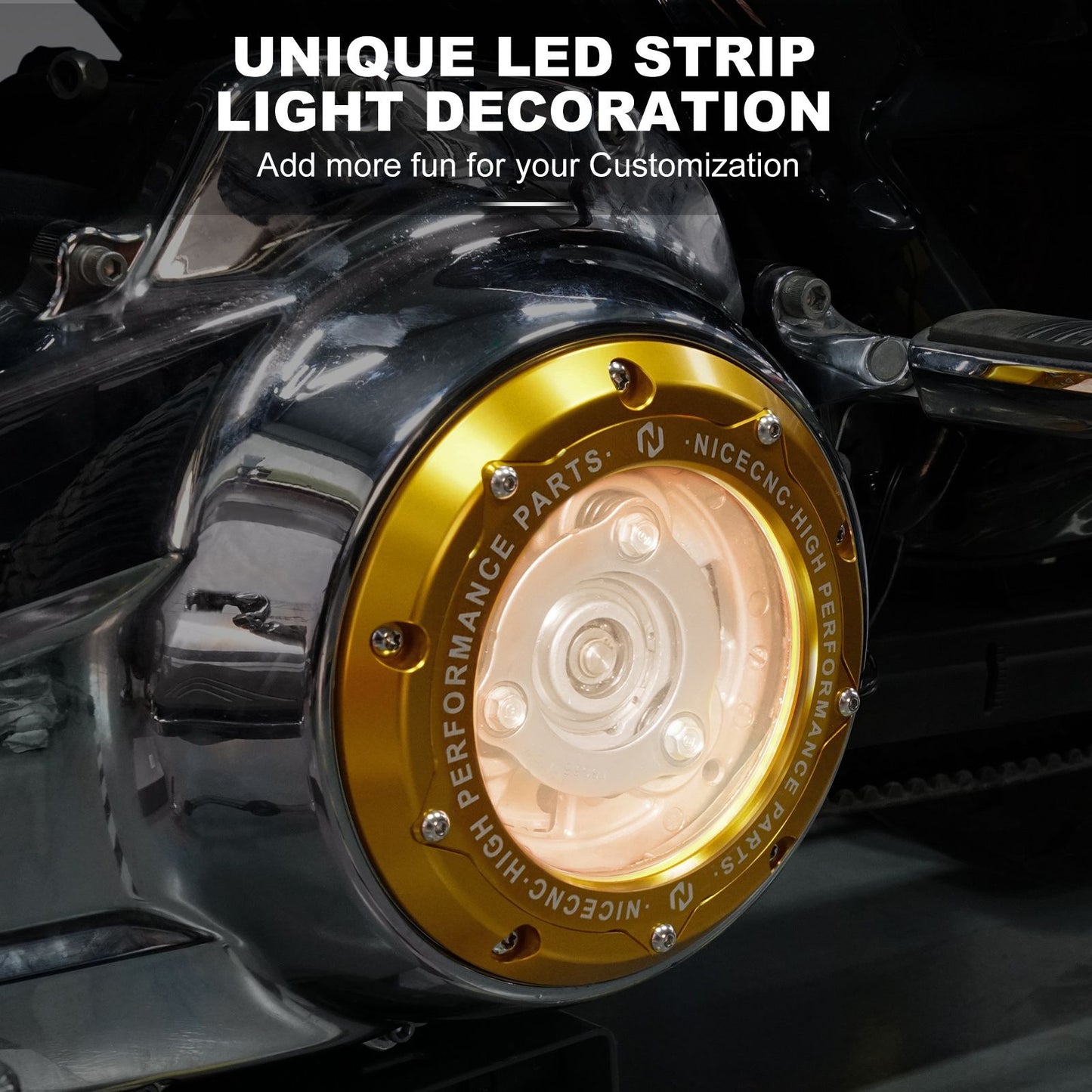 Para Harley Street Glide FLHX 2016-2023 Tampa de Embreagem Derby com Luz de LED Road King FLHR Road Glide FLTRX CVO Tri Glide Electra Glide