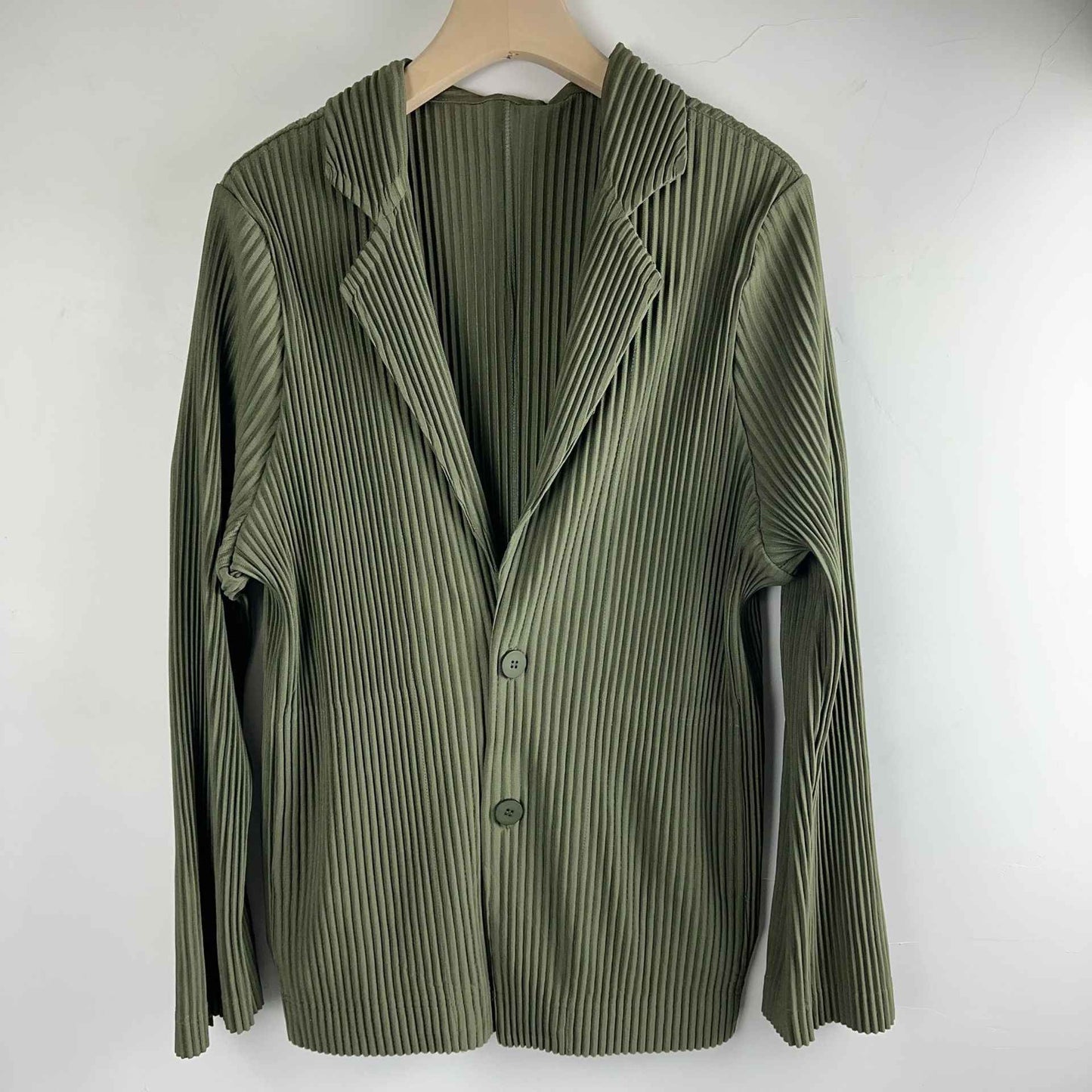 Miyake New 2025 Spring Suit Long Sleeve Pleated Pleated Men's Jacket Lapel Pleated Solid Color Fashion Loose Plisse Casual Top