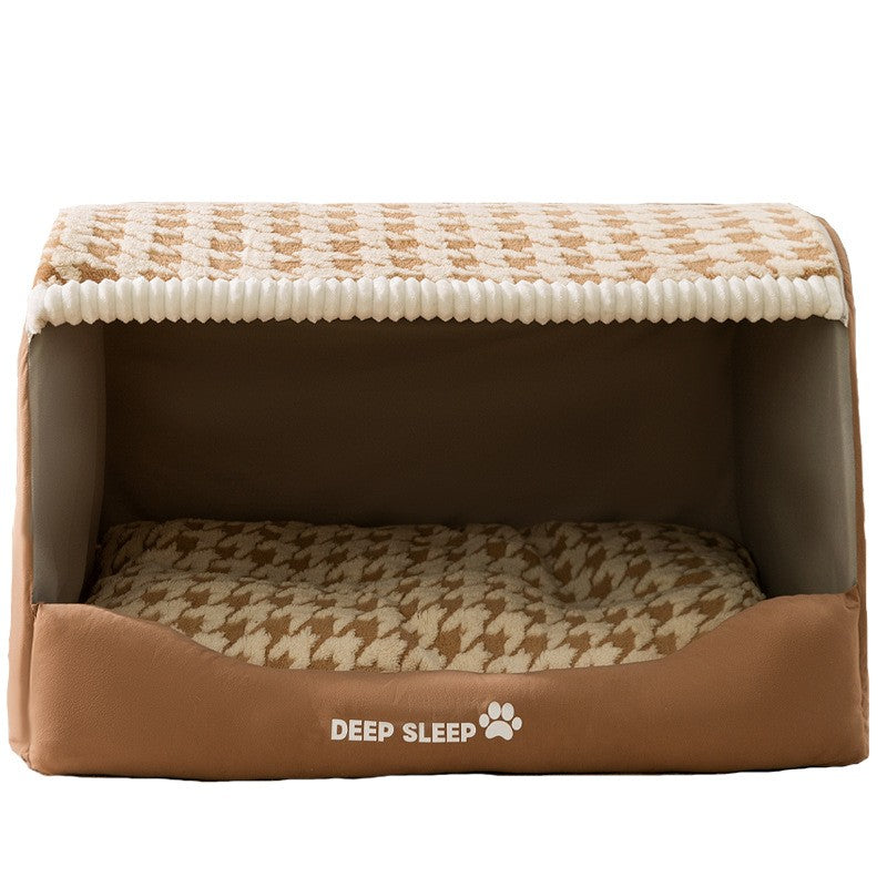 Dog Den Large-sized Dogs' Winter and Autumn Warmth Preservation Quilted Cat Den Drawer House Pet Bed Golden Retriever Washable