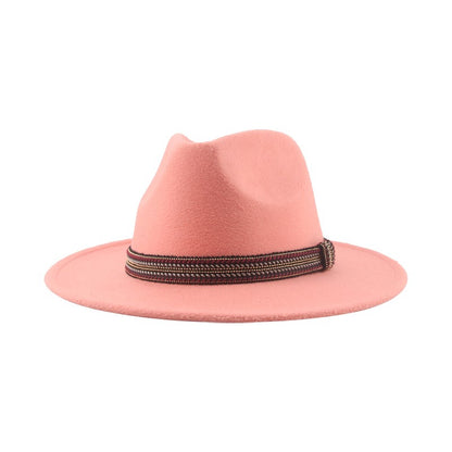 Chapéu Feminino Fedora de Feltro Sólido Casual Chapéu de Inverno Feminino Bonés Masculinos Faixa Panamá Preto Cáqui ????? ??????? Sombrero
