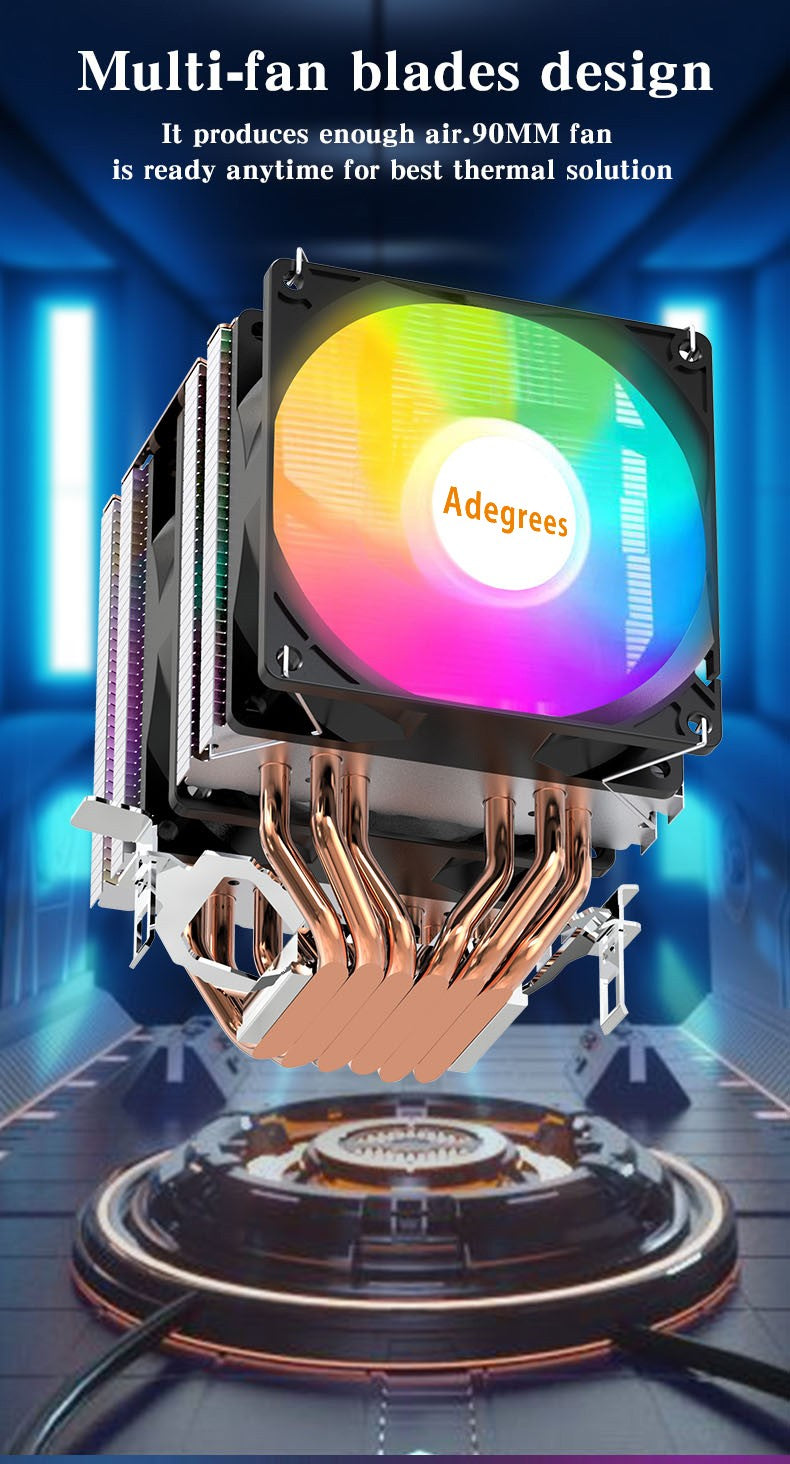 6 Heat Pipes ARGB CPU Air Cooler 4 Pin PWM Quiet CPU Cooling Fan for Intel LGA 1700 2011 1200 1156 X79 X99 AM3 AM4 PC Radiator