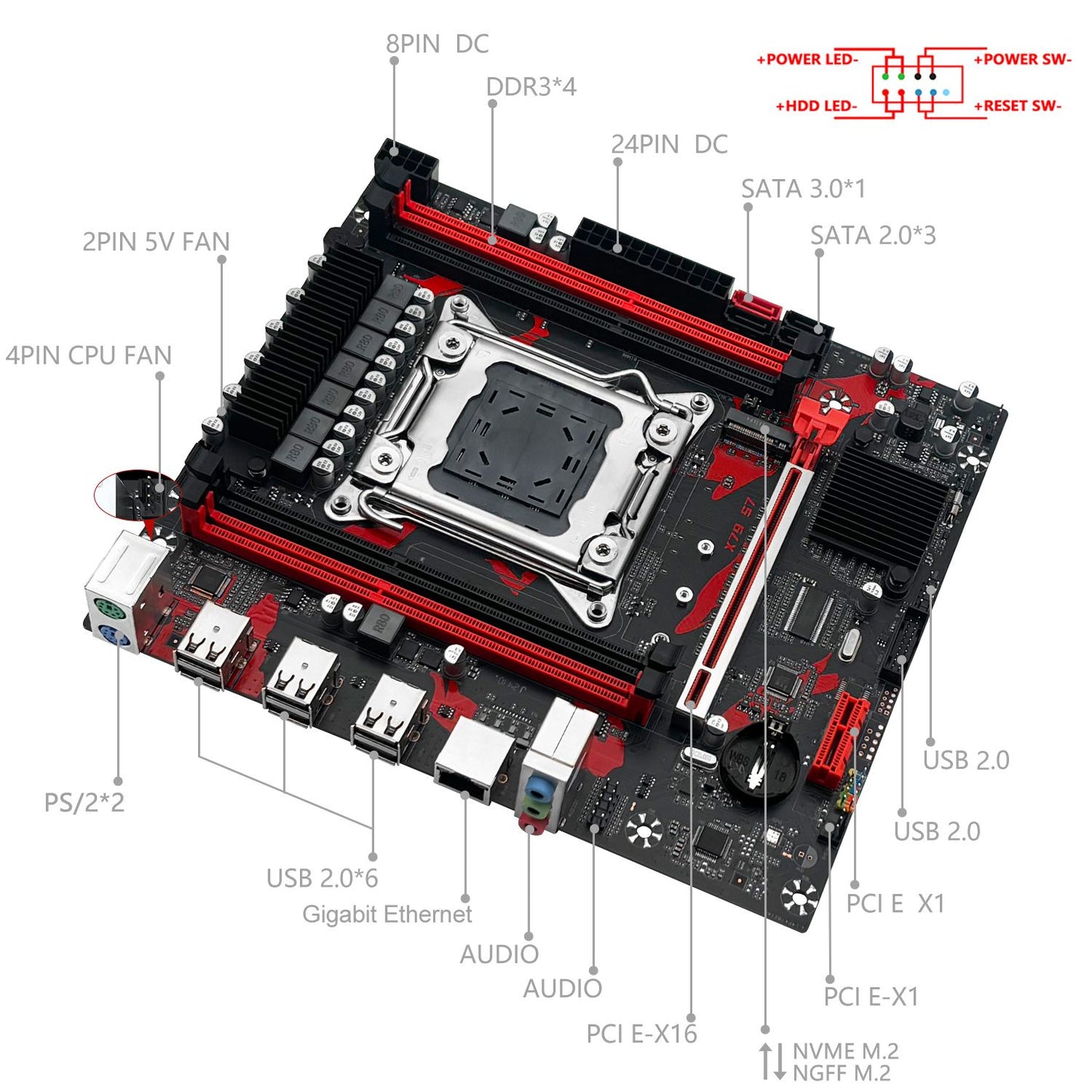 Combo Placa-mãe MACHINIST X79 Processador Intel Xeon E5 2650 V2 LGA 2011 CPU + Memória RAM DDR3 1*16GB Suporte Slot M.2 NVME
