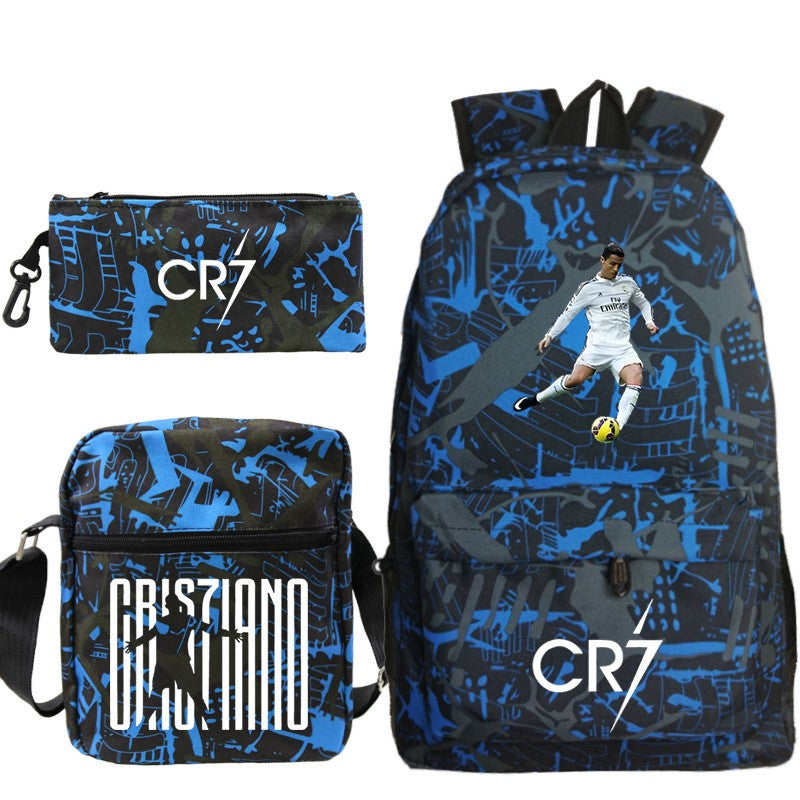 Novas Mochilas CR7 3 peças Estilo Simples Leves Meninos Meninas Bolsas Escolares Mochilas para Laptop de Grande Capacidade para Adolescentes Mochilas de Viagem para Mulheres e Homens