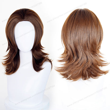 Anime 45cm Universal Cosplay Wig with Enlarged Scalp Free Parting Black White Yellow Man Women Heat Resistant Synthetic Hair