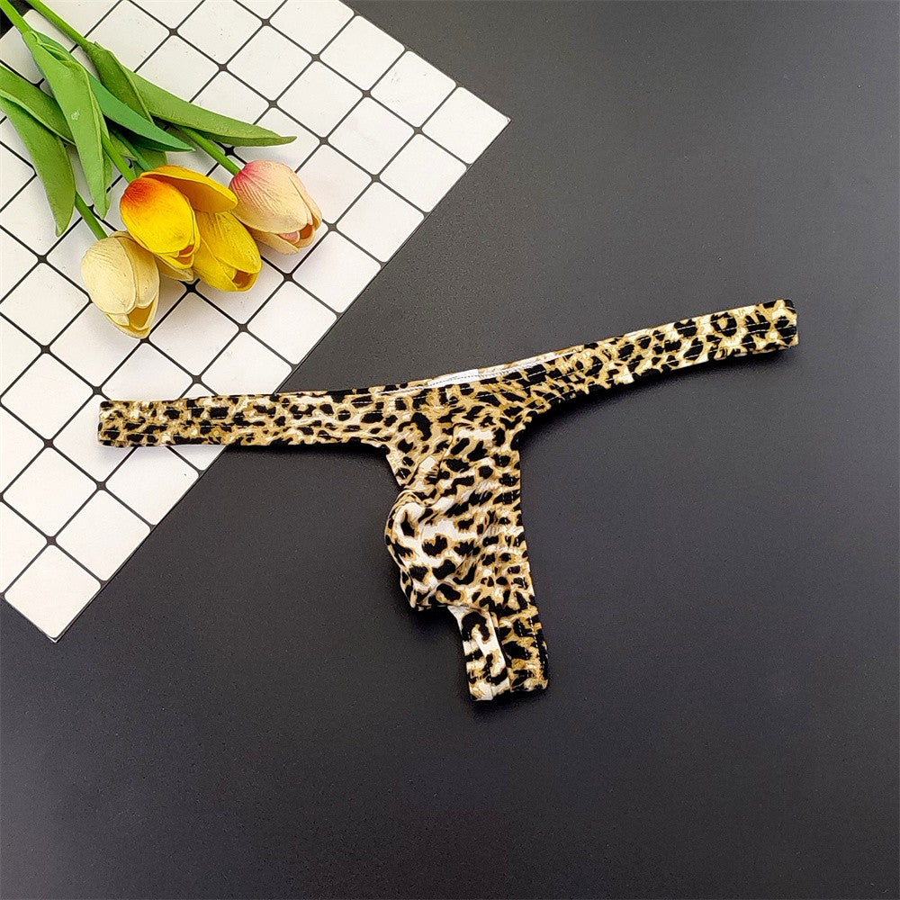 Sexy Leopard/Snake Printed Big U Convex Thong Men's Bugle Pouch Underwear Male Plus Size G Strings Tanga Hombre