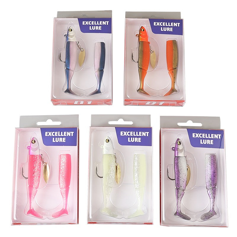 Iscas de Pesca TAIYU de Venda Quente 20g Jig Head T-tail Isca Macia de Silicone Wobbler Isca Colher Giratória de Metal para Pesca de Lúcio Truta Baixo