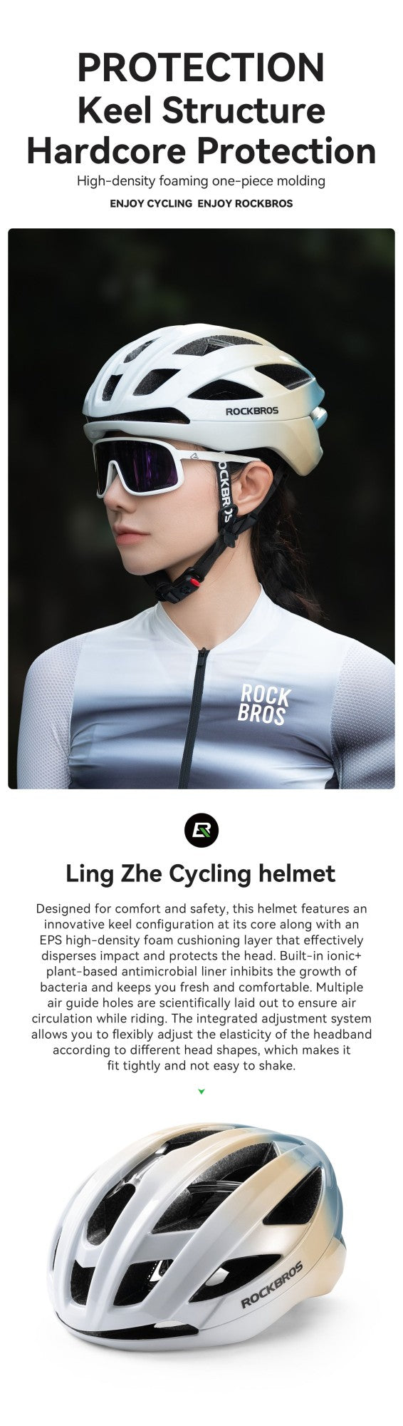 Capacete de Ciclismo ROCKBROS Leve Respirável Antibacteriano Integrado Ajustável com Fivela Magnética Capacete de Segurança