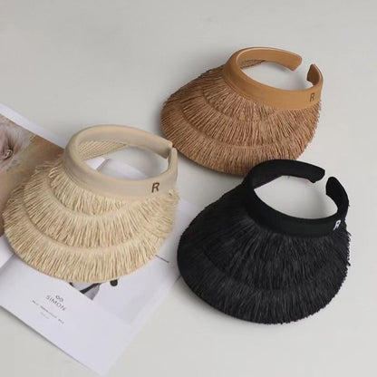 Fashion Designer Tassel Straw Hats Empty Top Summer Empty Top Sun Hat Beach UV Protection Sunshade Cap for Women