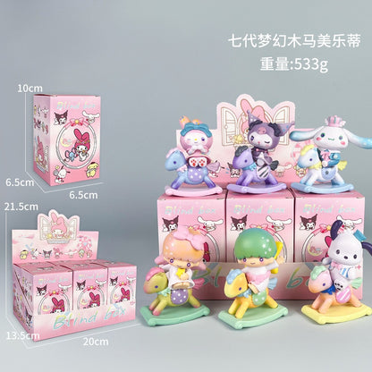 Kit com 5 peças - Sanrio Cinnamoroll, Figura de Anime Pochacco Kuromi Pom Pom Purin Hello Kitty, Bonecos de Ação Modelo My Melody, Presentes