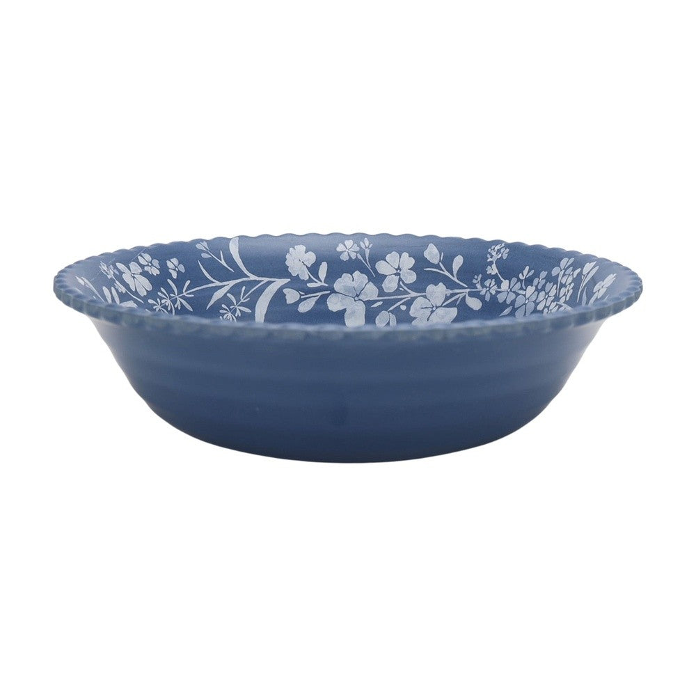 12 Piece Bamboo Melamine Dinnerware Set Floral Design Dishwasher Safe Plates Bowls Vintage Scalloped Edges Ideal Entertaining