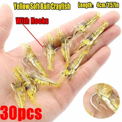 10/20/30 PEÇAS Isca Macia de Camarão para Pesca com Anzol, Iscas Artificiais Crankbaits para Pesca, Iscas Artificiais Wobblers para Pesca de Arrasto