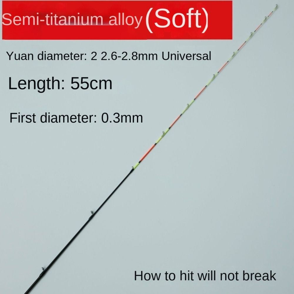 Ponta de Vara 45/55cm Barco/Balsa, Peça de Reposição, Meia Cauda Macia de Liga de Titânio, Reparo, Reforma, Substituição da Ponta da Vara de Pesca