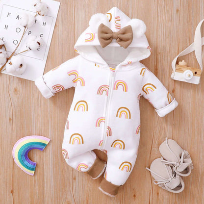 Newborn Baby Romper Love Printed Clothes Hooded Children Girl 0-1 Years Autumn Spring Infant Boy Jumpsuit Outfits 3 6 Months