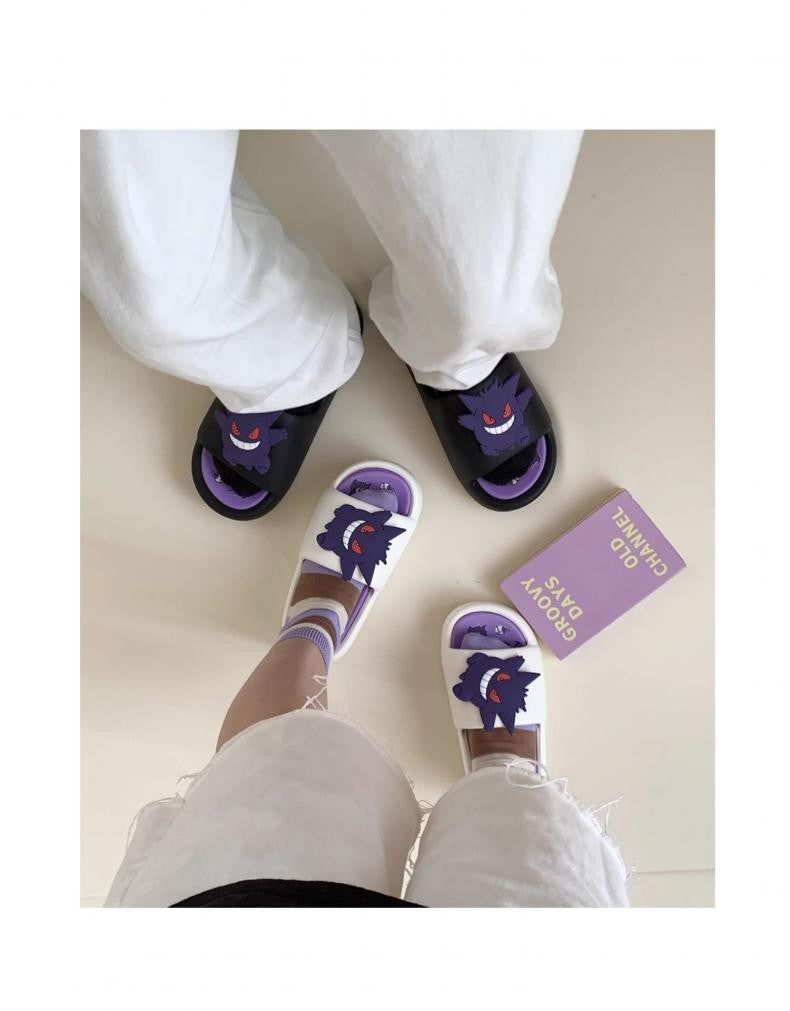 Kawaii Pokemon Anime Peripherals Gengar Cartoon Outdoor Sandals Summer Home Shoes Flip Flops Birthday Gift