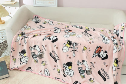 Snoopy Plush Blanket Comfortable Cartoon Snoopy Pattern Printing Flannel Blanket Office Nap Blanket Bedroom Bedspread Girl Gift
