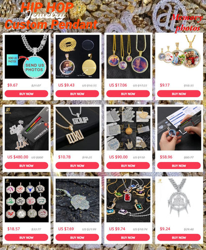Wholesale Custom Photo Pendant Memory Medallions Rotary Double-Sided Picture Necklace Hip Hop Iced Jewelry Personalized Gift
