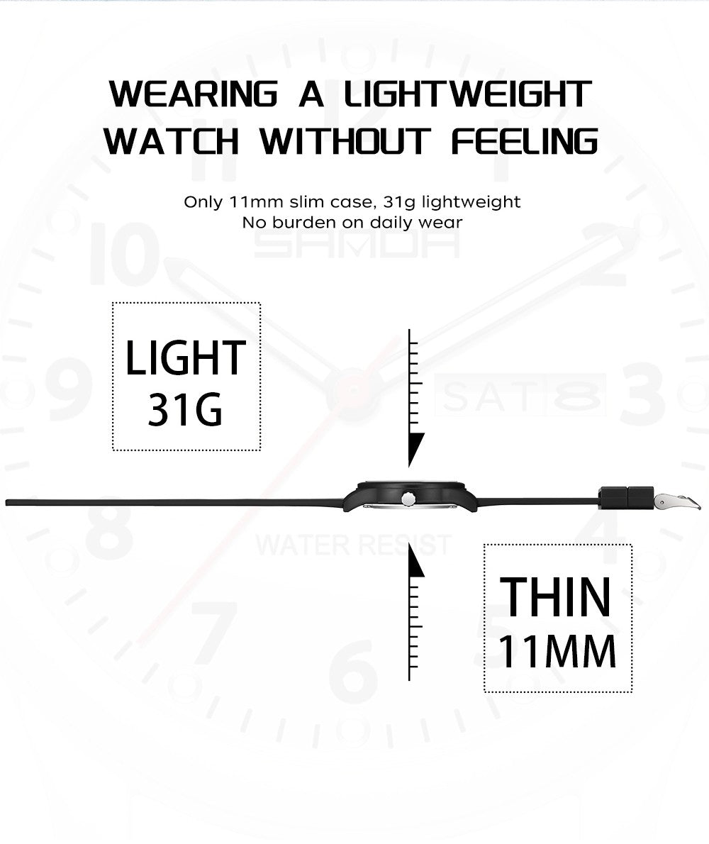 SANDA 3263 Fashion Casual Men Watch Silicone Strap Waterproof Luminous Clock Unisex Wristwatch Date Week Sport Man Watches