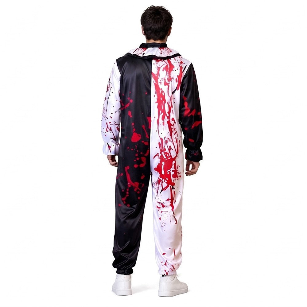 Halloween Blood Stained Broken Soul Clown Cossuit for Men and Women Black and White Splash Set Horror Movie Same Style