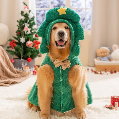 Roupas de Natal para Cães de Inverno Desenho Animado Vestido Médio e Grande Porte Golden Retriever Cão Grande Capa de Duas Pernas Vestido de Transformação