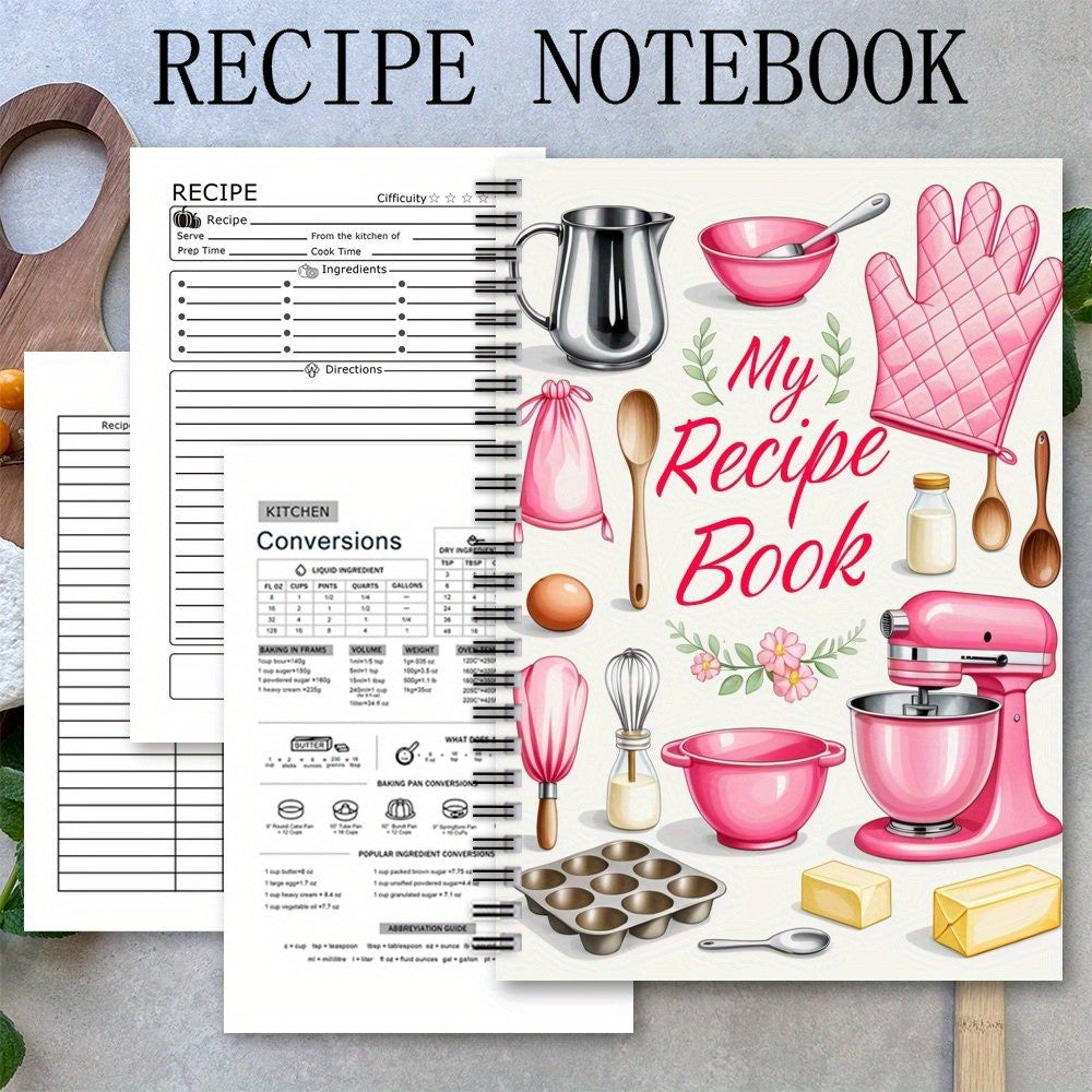 1 Recipe Notebook A kitchen planner with cute cooking patterns and pastel-colored food journal for home cooks and meal planners