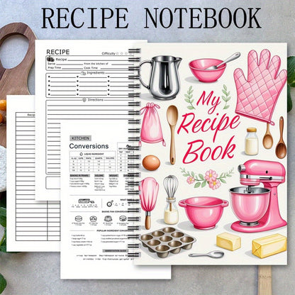 1 Recipe Notebook A kitchen planner with cute cooking patterns and pastel-colored food journal for home cooks and meal planners